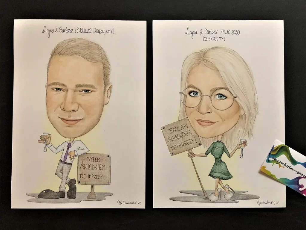 karykatura prezent dla świadków